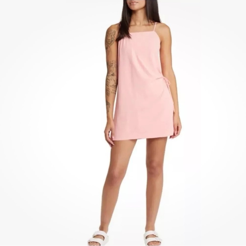 Nordstrom BP Dress Faux Wrap Lined Pink Sundress Adjustable Straps Women XS
